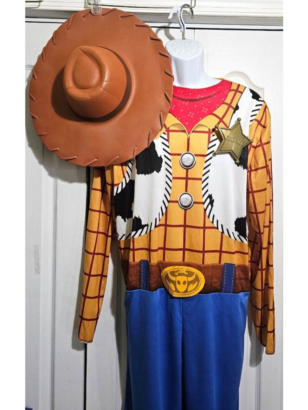 Toy Story Woody Adult Costume Halloween Sheriff Cowboy Hat Disguise Men Plus XXL